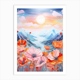 Poppies In The Mountains Art Print