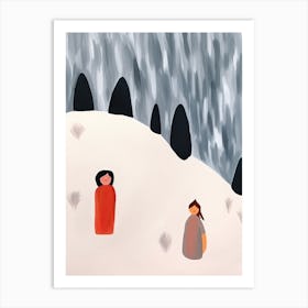 Mountains, Tiny People And Illustration 6 Art Print