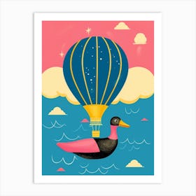Abstract Geometric Duckling With A Hot Air Balloon 3 Art Print