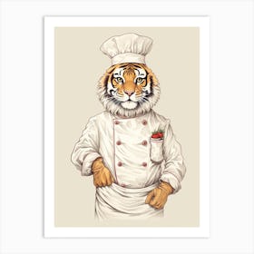 Tiger Illustrations Wearing A Chef Uniform 3 Art Print