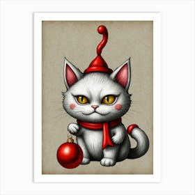 Christmas Cat Art Print