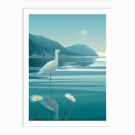 Egret On The Lake Art Print