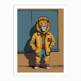 Lion In Hoodie Art Print