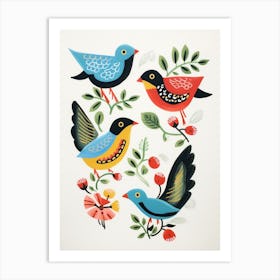 Folk Style Bird Painting Bluebird 3 Art Print