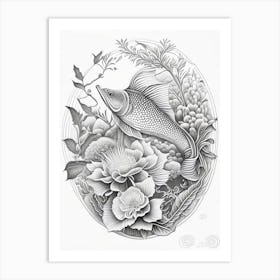 Hikari Moyo Koi 1, Fish Haeckel Style Illustastration Art Print