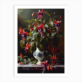 Baroque Floral Still Life Fuchsia 3 Art Print