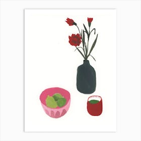 Floral Still Life With Limes Art Print