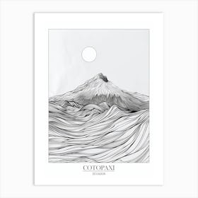 Cotopaxi Ecuador Line Drawing 2 Poster Art Print