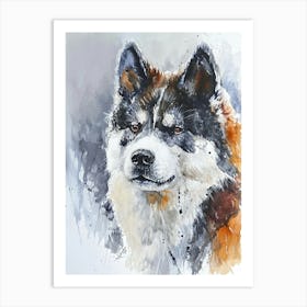 Akita Watercolor Painting 1 Art Print