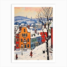 Winter Snow Quebec City   Canada Snow Illustration 2 Art Print