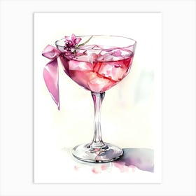 Watercolor Cocktail In A Glass Art Print