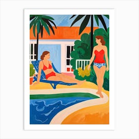 Two Women At The Pool Art Print