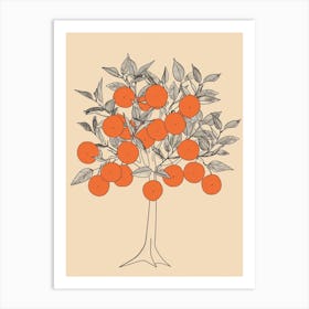 Orange Tree Minimalistic Drawing 3 Art Print
