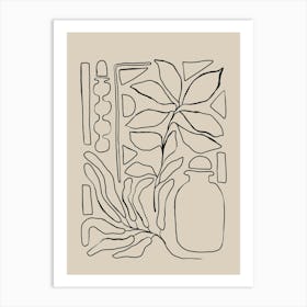 Drawing Of A Plant Line Drawing 1 Art Print