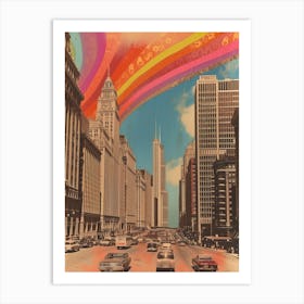 Chicago   Retro Collage Style 1 Art Print