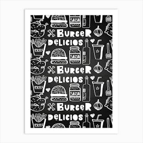 Burgers And Fries - kitchen art, kitchen poster Art Print