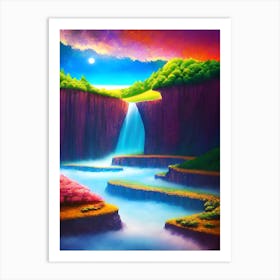 Waterfall In The Mountains 10 Art Print