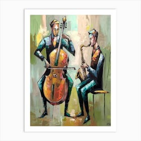 Two Musicians Playing Cello Art Print