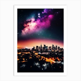 City Skyline At Night 1 Art Print