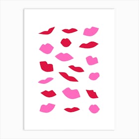 Lips in Red and Pink Art Print