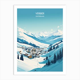 Poster Of Verbier   Switzerland, Ski Resort Illustration 1 Art Print