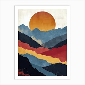 Sunset In The Mountains 32, Minimalism Art Print