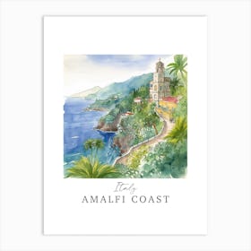 Italy	Amalfi Coast Storybook 3 Travel Poster Watercolour Art Print