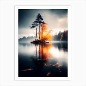 Autumn Trees In A Lake Art Print