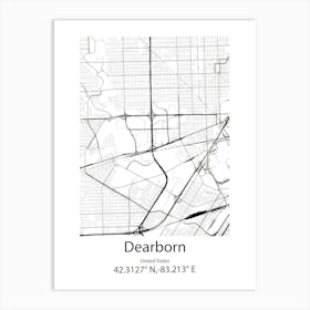 Dearborn Heights,United States Minimalist Map Art Print