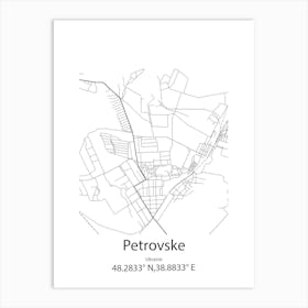 Petrovske,Ukraine Minimalist Map Art Print