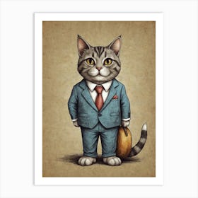 Business Cat 2 Art Print