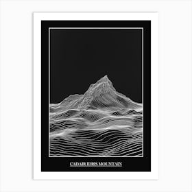 Cadair Idris Mountain Line Drawing 8 Poster Art Print