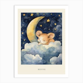 Baby Mouse 2 Sleeping In The Clouds Nursery Poster Art Print