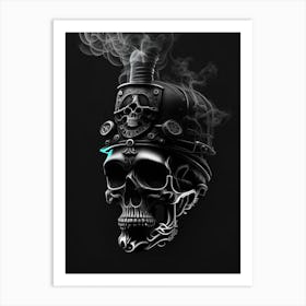 Skull With Neon Accents Stream Punk Art Print