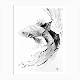 Sanke Koi Fish Minimal Line Drawing Art Print