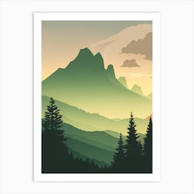 Misty Mountains Vertical Composition In Green Tone 108 Art Print