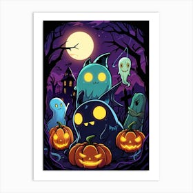 Ghosts And Pumpkins Art Print