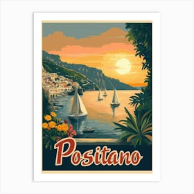 Aihrgdesign A Mid Century Modern Travel Poster For Positano Art Print