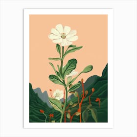 Boho Wildflower Painting White Campion 4 Art Print