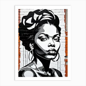 Vintage Graffiti Mural Of Beautiful Black Woman 4 Art Print