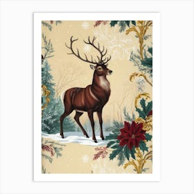 Deer In The Forest 2 Style William Morris Art Print