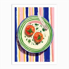 A Plate Of RipeTomatoes Top View Food Illustration 1 Art Print