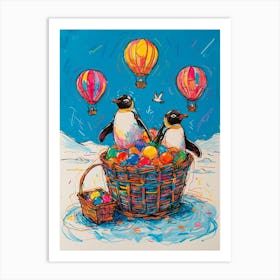 Penguins In Basket Art Print