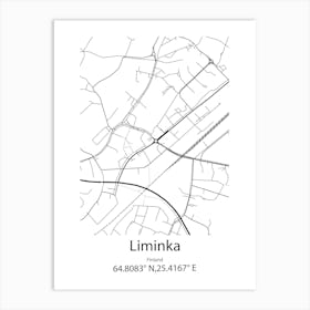 Liminka,Finland Minimalist Map Art Print