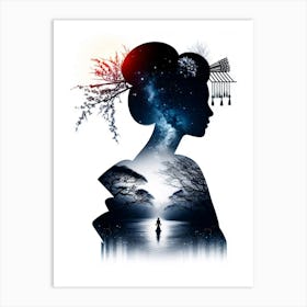 Geisha Double Exposure Art Print