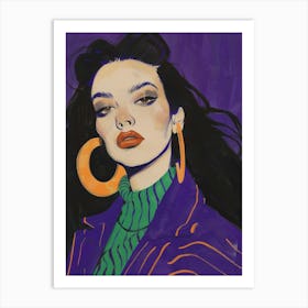 Girl With Hoop Earrings 1 Art Print