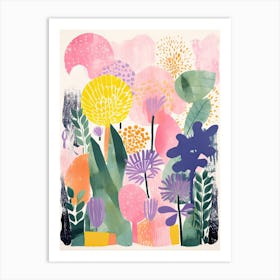 Colourful Botanical Risograph Style 16 Art Print