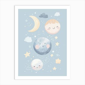 Moon And Stars Art Print