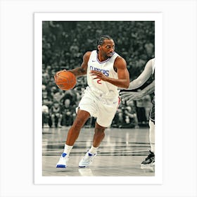 Kawhi Leonard Of The La Clippers Dribbles The Ball During The Game Against The Dallas Mavericks Art Print