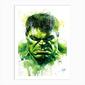 Hulk Portrait Watercolor 1 Art Print